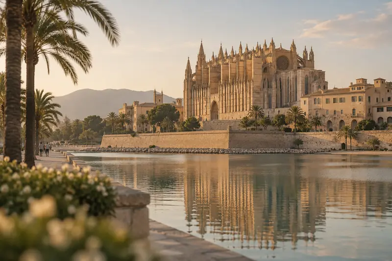 Kathedrale La Seu in Palma im Abendlicht